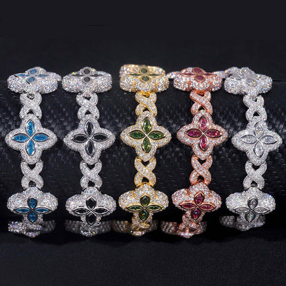 Colored Moissanite Clover Infinity Bracelet