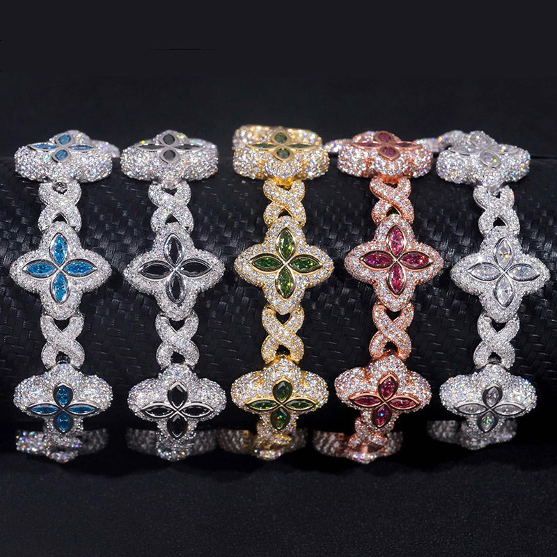 Colored Moissanite Clover Infinity Bracelet