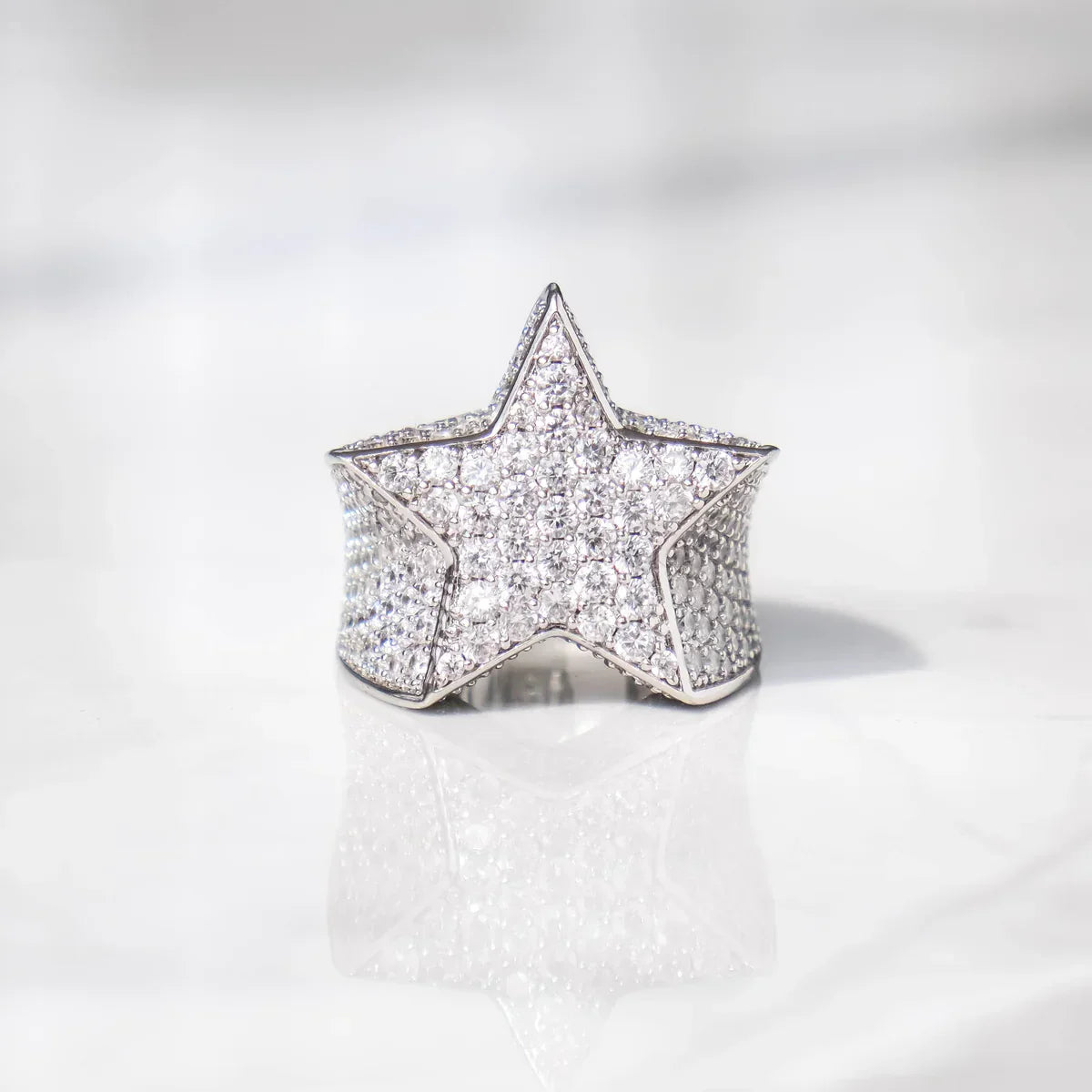 Moissanite Star Ring - White Gold