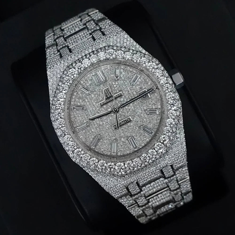 Moissanite Diamond Baguette Marker Octagon Watch