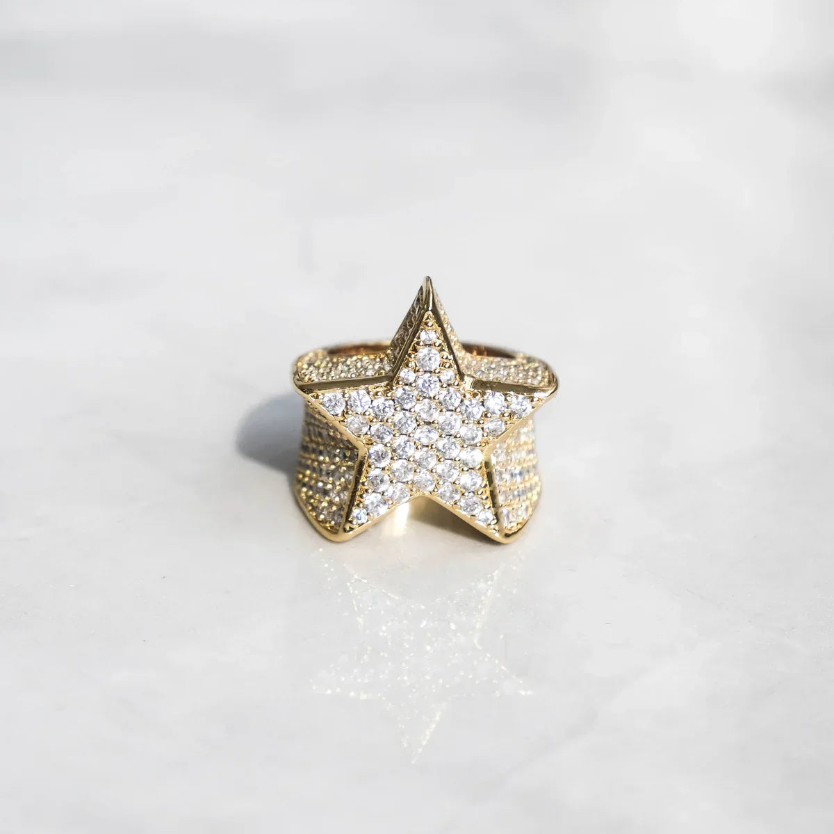 Moissanite Star Ring - Yellow Gold