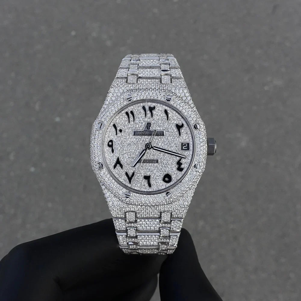 Moissanite Diamond Arabic Dial Octagon Watch