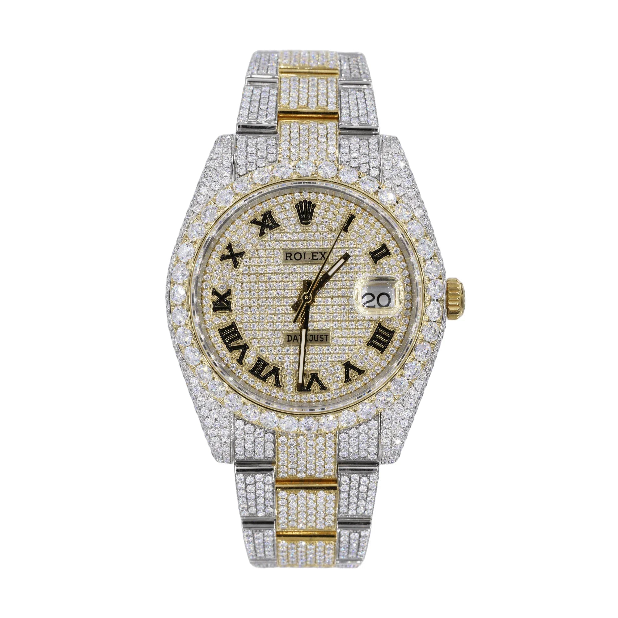 Moissanite Diamond Yellow Gold Two Tone Round Watch