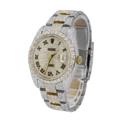 Moissanite Diamond Yellow Gold Two Tone Round Watch