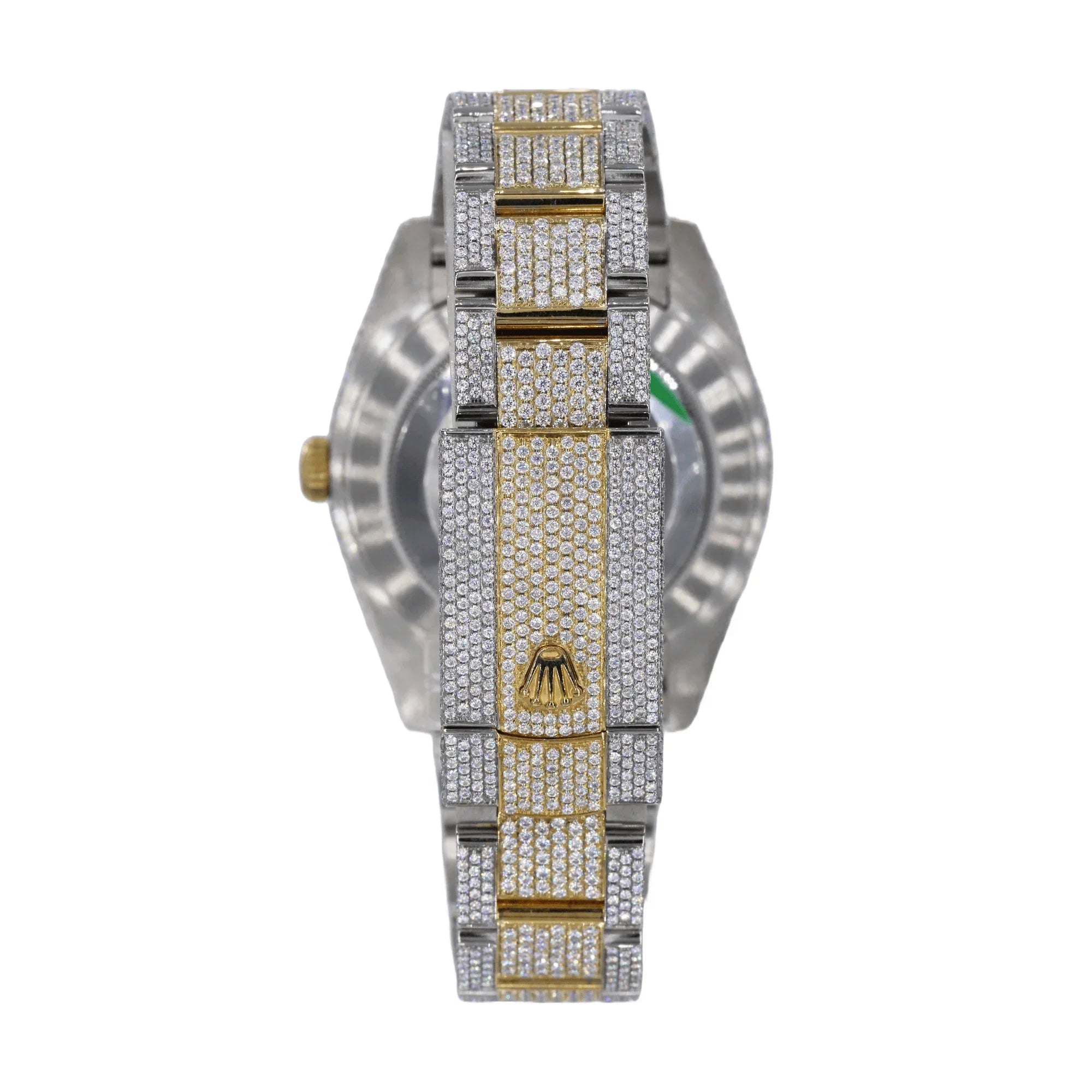 Moissanite Diamond Yellow Gold Two Tone Round Watch