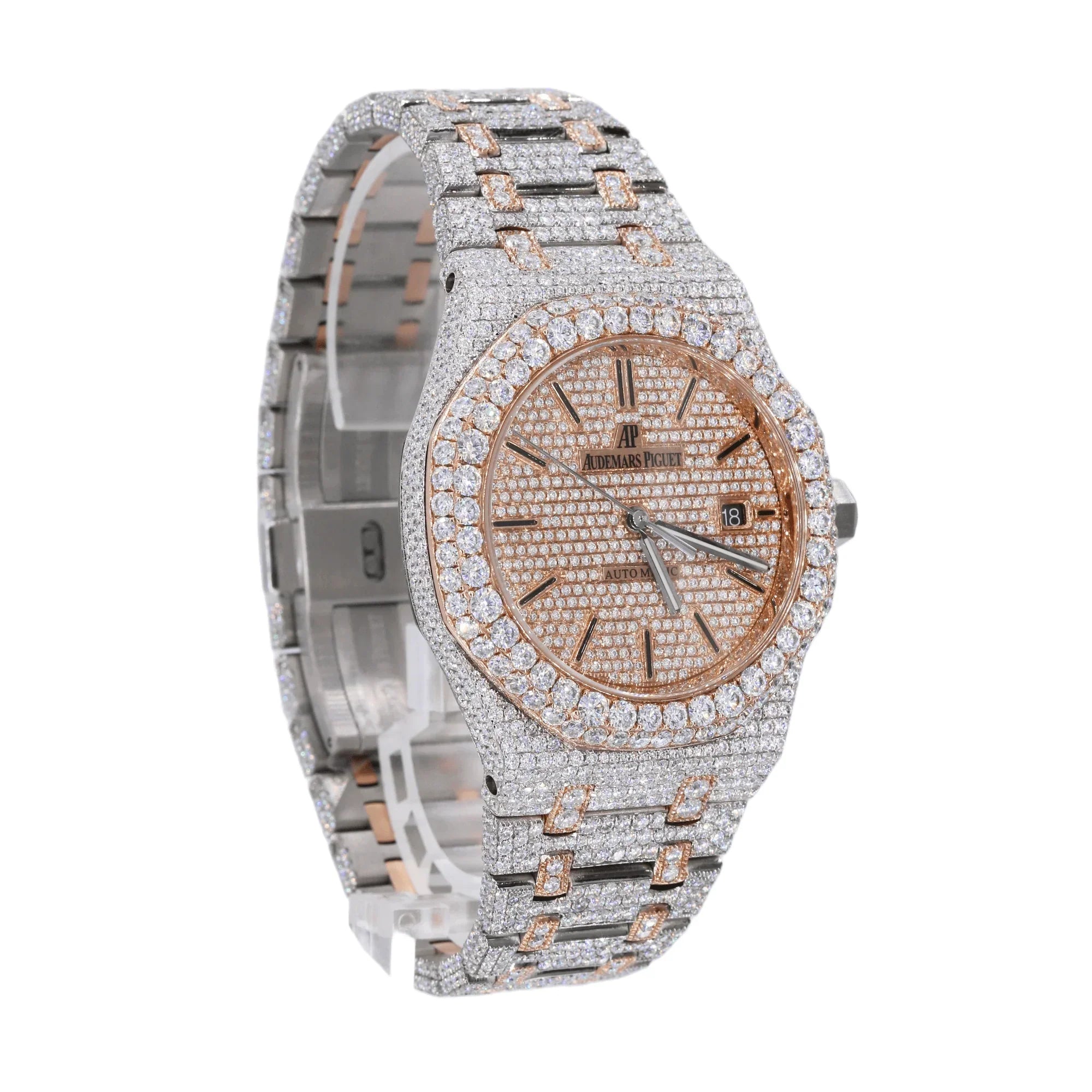 Moissanite Diamond Rose Gold Two Tone Octagon Watch