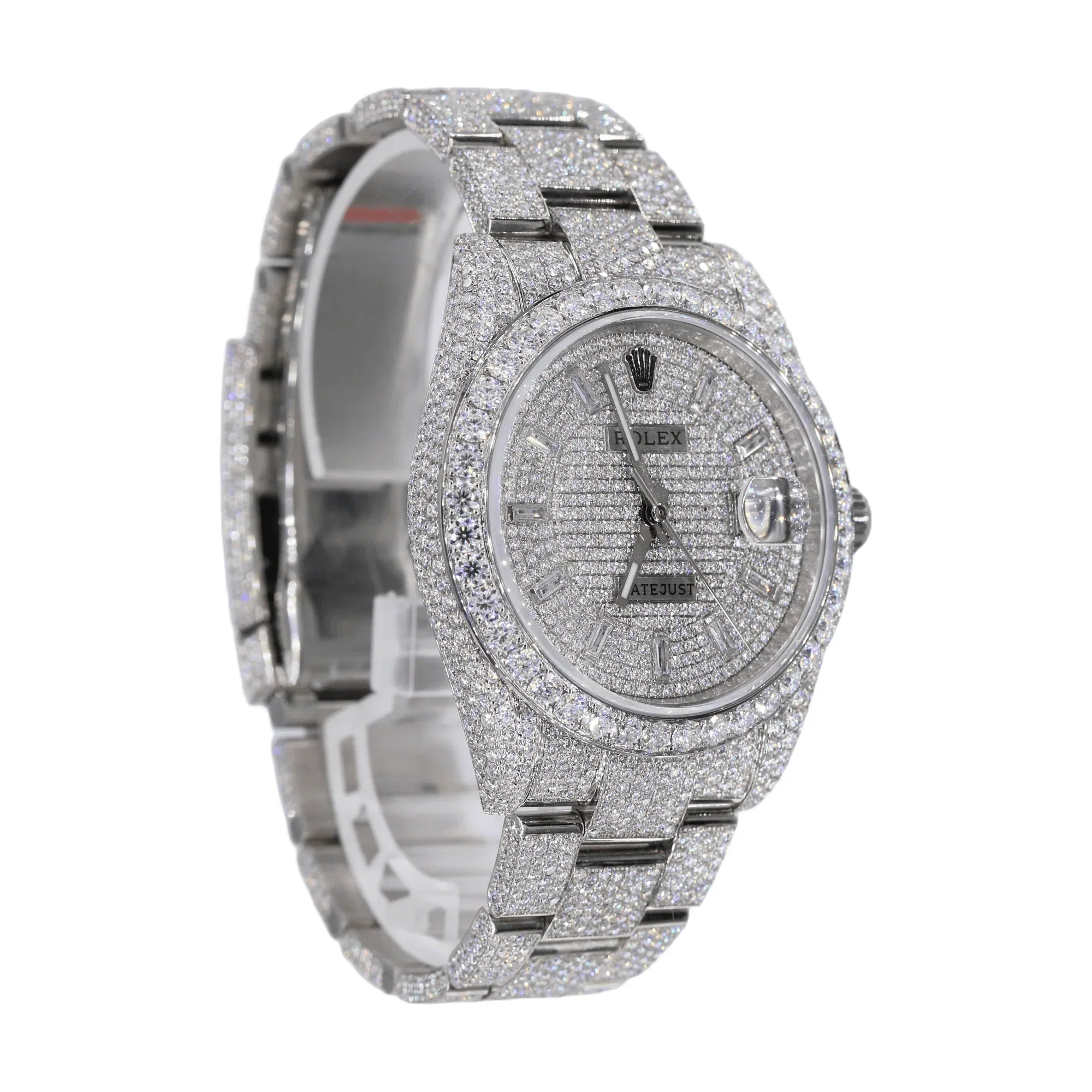 Moissanite Diamond Baguette Marker Round Watch