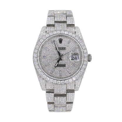 Moissanite Diamond Baguette Marker Round Watch