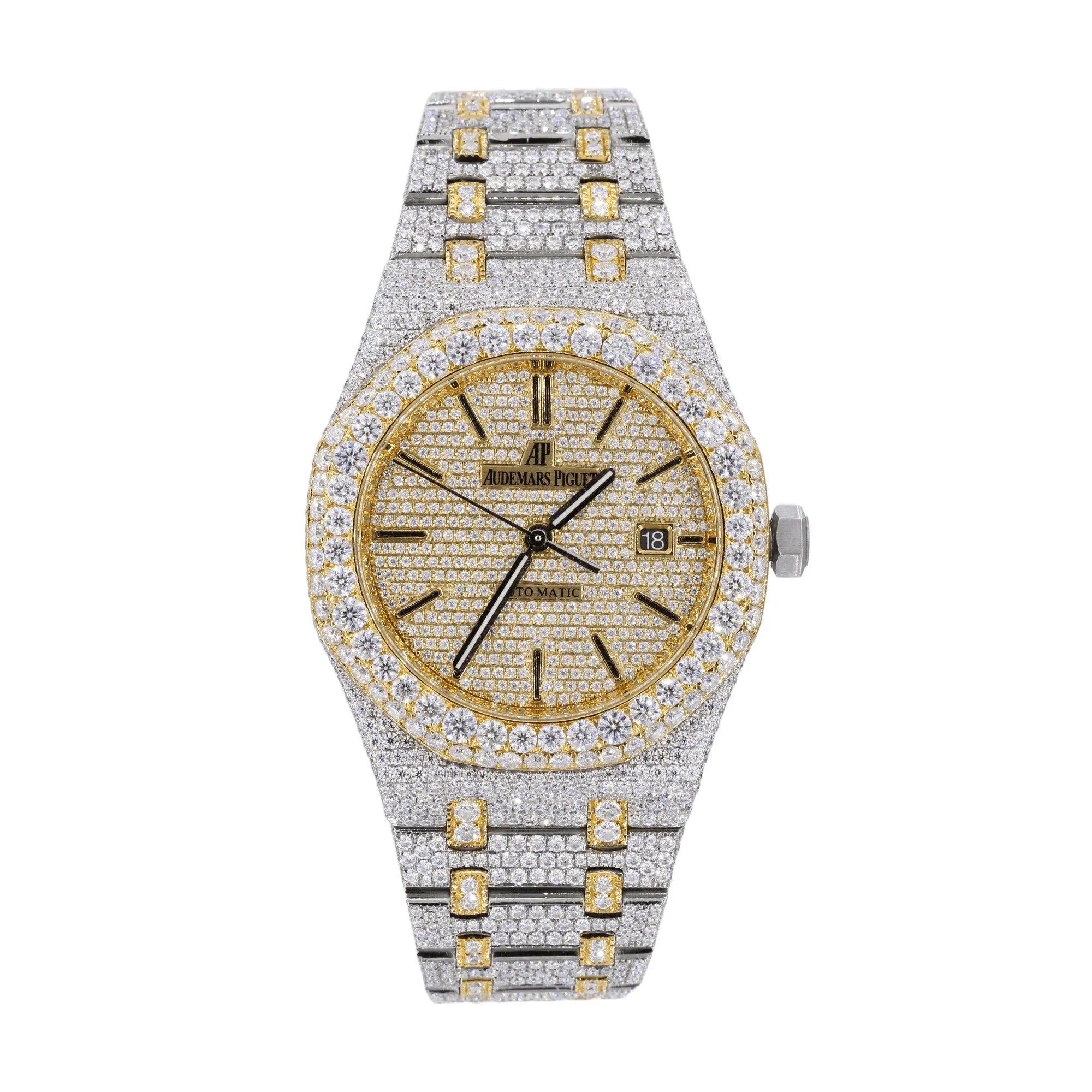 Moissanite Diamond Yellow Gold Two Tone Octagon Watch