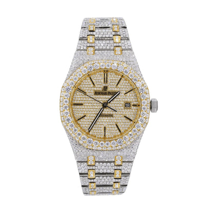 Moissanite Diamond Yellow Gold Two Tone Octagon Watch