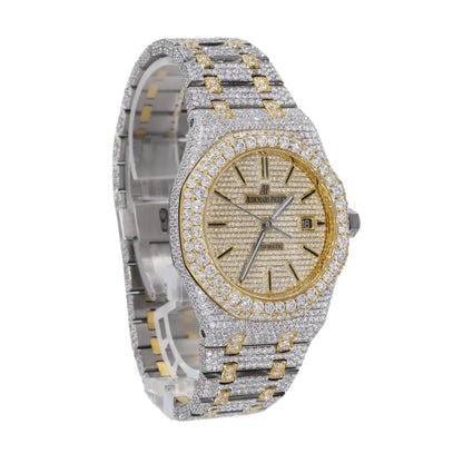 Moissanite Diamond Yellow Gold Two Tone Octagon Watch