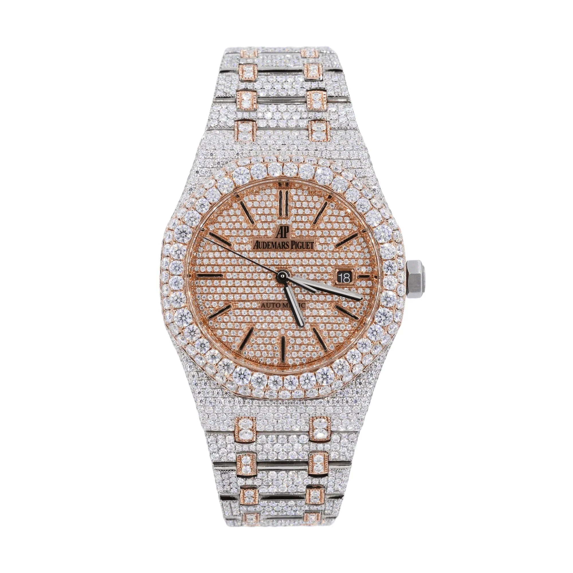 Moissanite Diamond Rose Gold Two Tone Octagon Watch