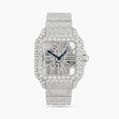 Moissanite Diamond Square Skeleton Watch