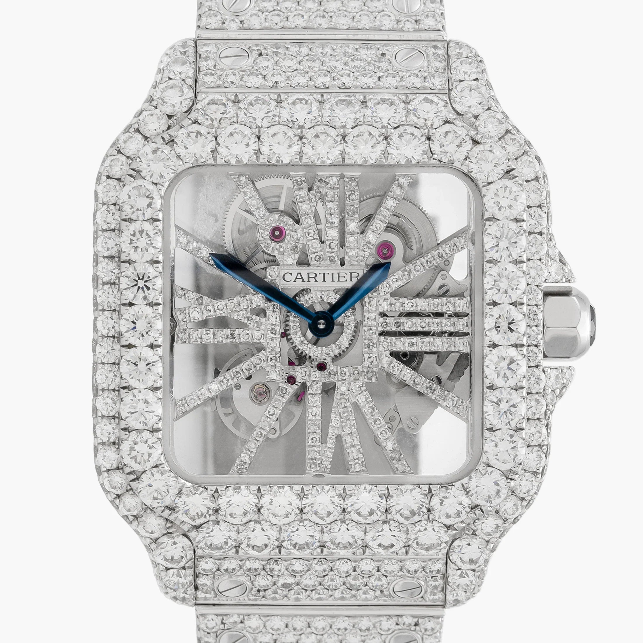 Moissanite Diamond Square Skeleton Watch